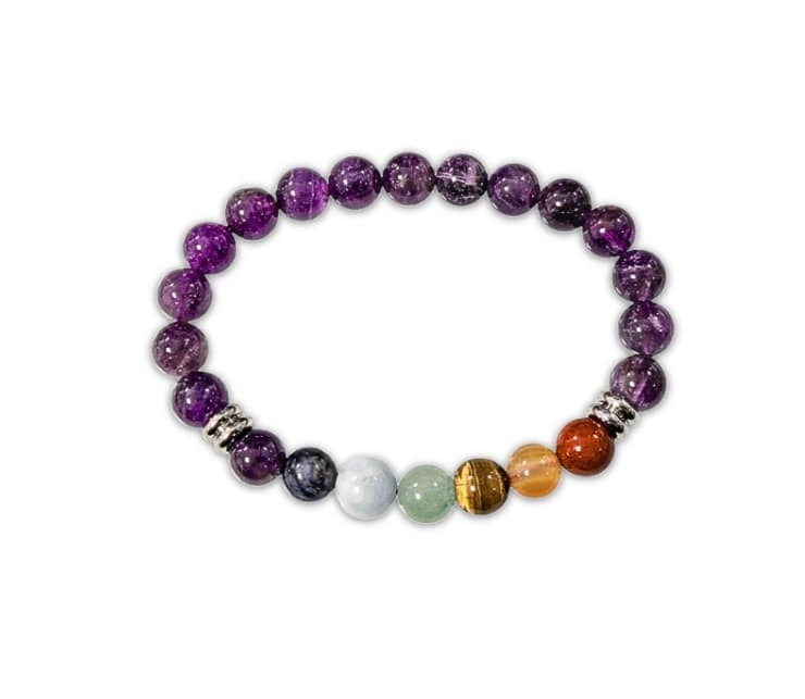 Perles de bracelet Amethyst & 7 Chakras - 8 mm