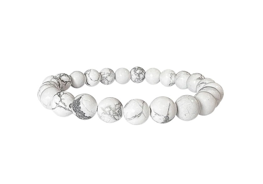 Perles de bracelets en howlite blanche-8 mm