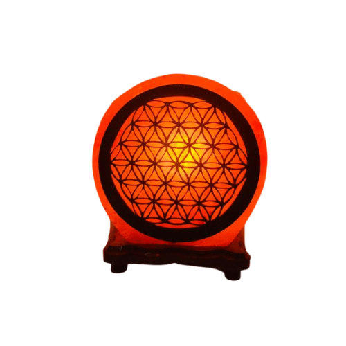 Lampe au sel de l'Himalaya Fleur de Vie - 3kg